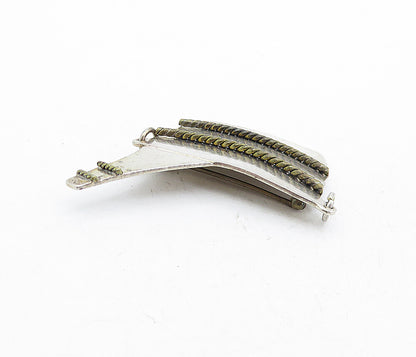 MEXICO 925 Sterling Silver  Vintage 2 Tone Bottle in Bucket Brooch Pin  BP1959