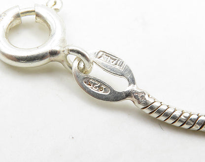 925 Sterling Silver  Green Stone Dolphin Charmed Snake Chain Bracelet  BT6363