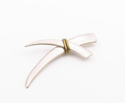 MEXICO 925 Silver  Vintage Two Tone Wrapped Crossed Design Brooch Pin  BP7366