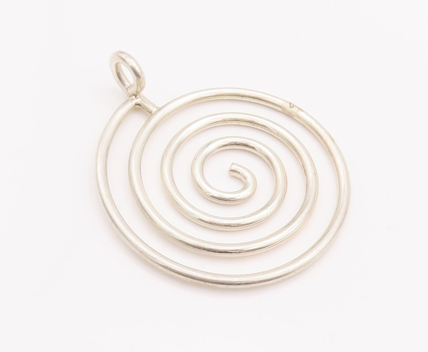 925 Sterling Silver Vintage Pendant Solid Wire Carved Spiraled Coil  PT22973