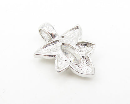 925 Sterling Silver  Marquise Cut Cubic Zirconia Floral Leaf Pendant  PT8712