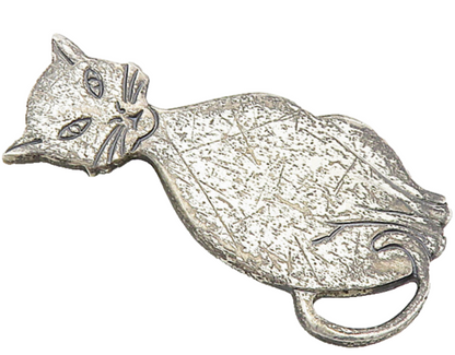 925 Sterling Silver  Vintage Dark Tone Sitting Cat Motif Brooch Pin  BP3449