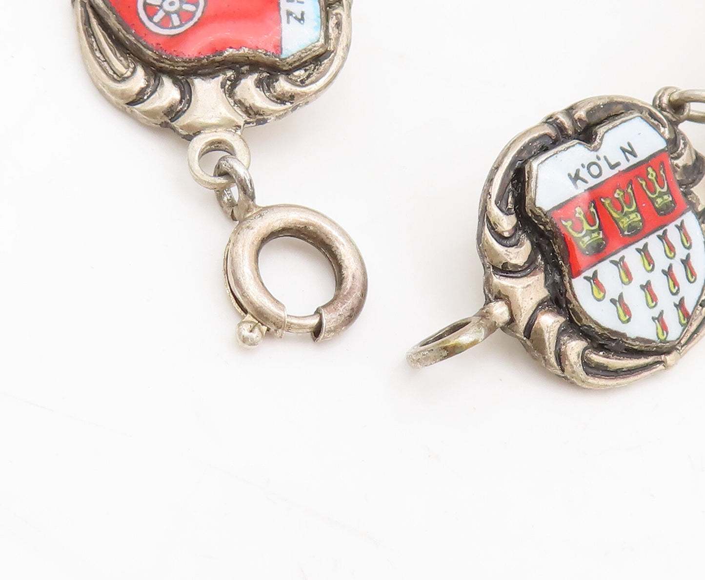 925 Sterling Silver Vintage Bracelet Enamel European Football Club Flag BT10235