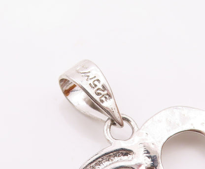 925 Sterling Silver  Genuine Black & White Diamonds Love Heart Pendant PT11507