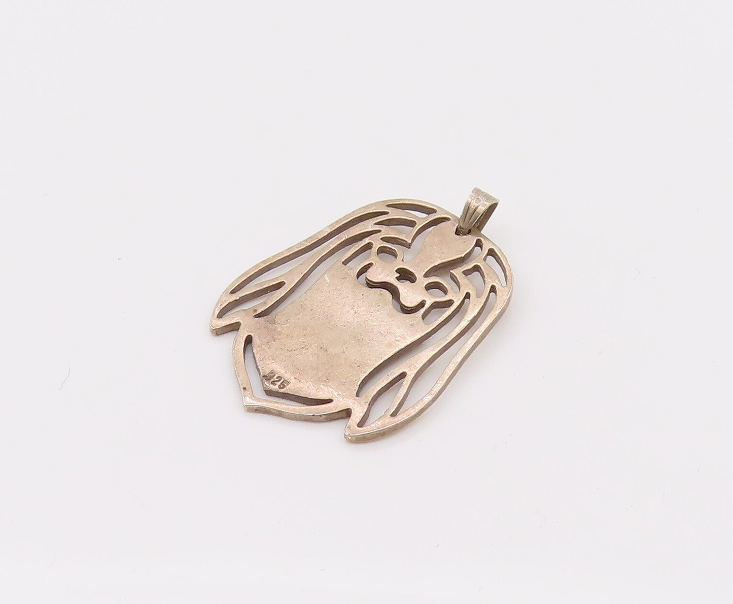 925 Sterling Silver  Vintage Happy Dog Outline Cutout Pendant  PT22180