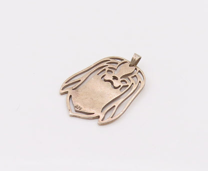 925 Sterling Silver  Vintage Happy Dog Outline Cutout Pendant  PT22180
