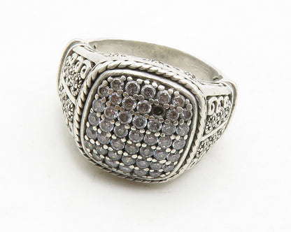 925 Sterling Silver  Vintage Cubic Zirconia Swirl Band Ring Sz 9.5  RG13827