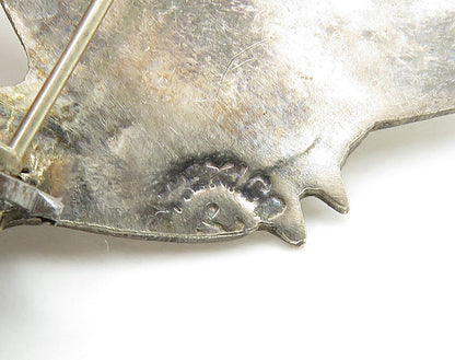 MEXICO 925 Sterling Silver  Vintage Flying Bird Motif Brooch Pin  BP6379