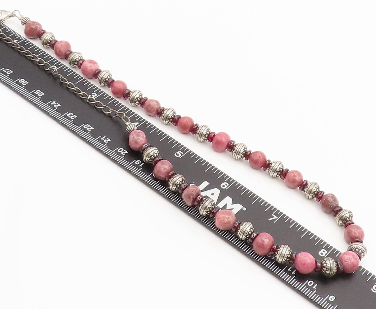 CAROLYN POLLACK 925 Sterling Silver Vintage Beaded Gemstone Necklace  NE4092