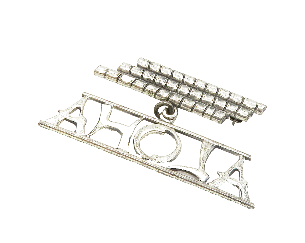 DANECRAFT 925 Sterling Silver  Vintage Shiny Aloha Dangling Brooch Pin  BP4750