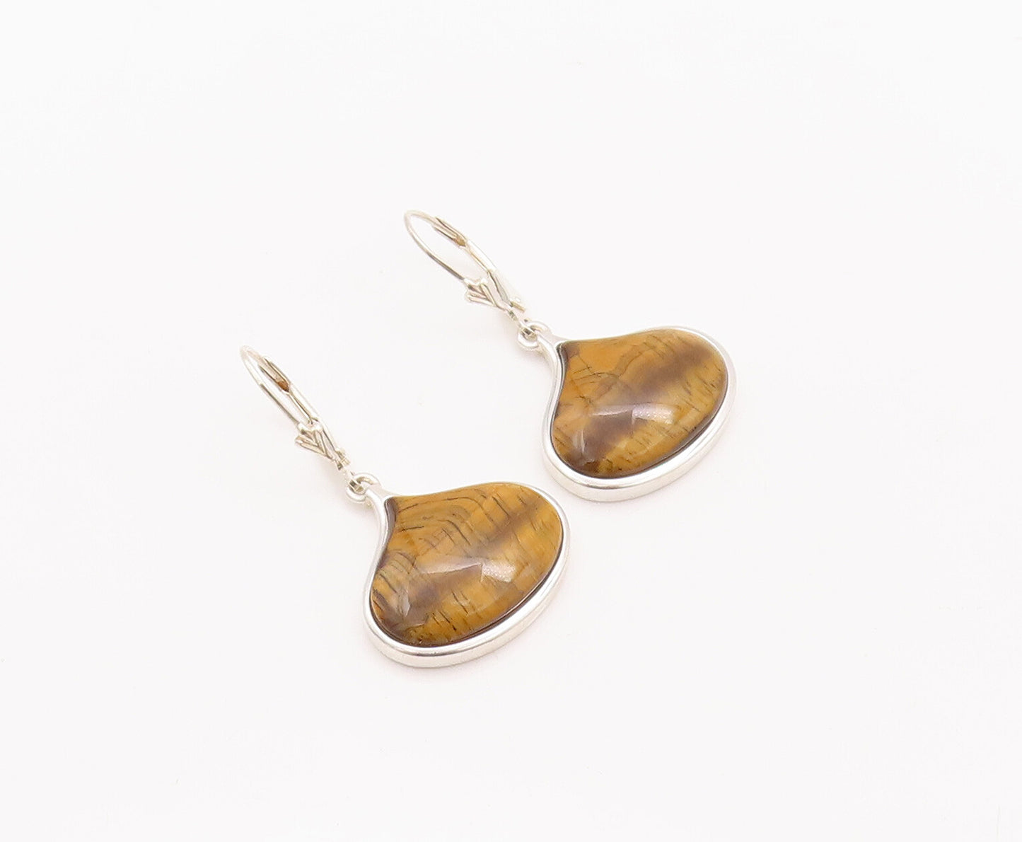 925 Sterling Silver Vintage Earrings WHITNEY KELLY Designer Tiger's Eye  EG12978