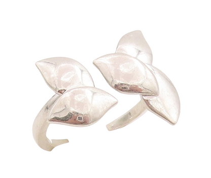 925 Sterling Silver Vintage Ring Solid Falling Leaves Cutout  Sz 8  RG28699