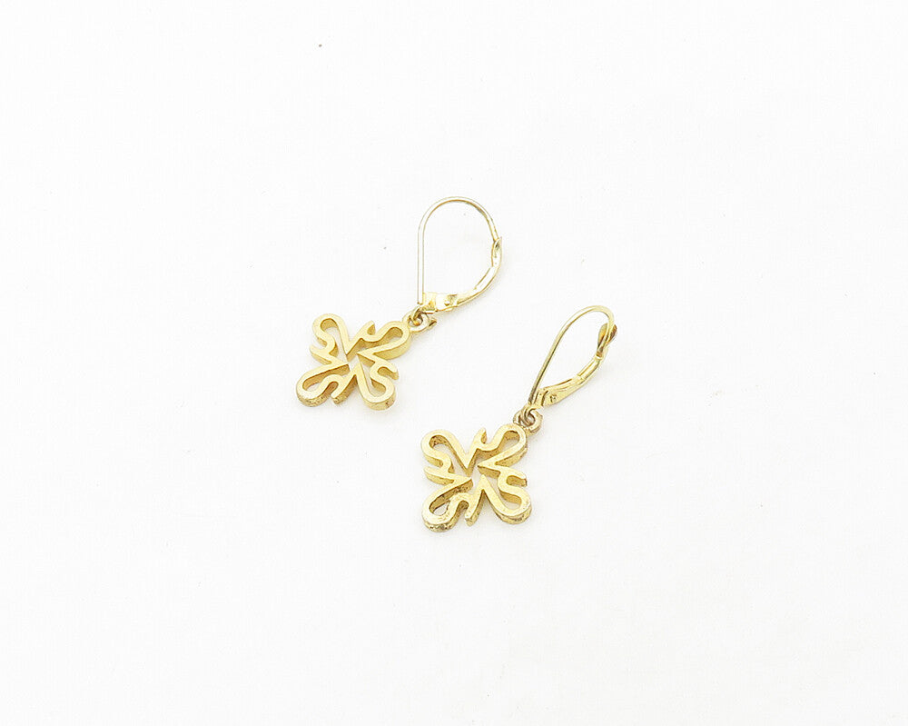 925 Sterling Silver  Vintage Gold Plated Open Design Dangle Earrings  EG9498