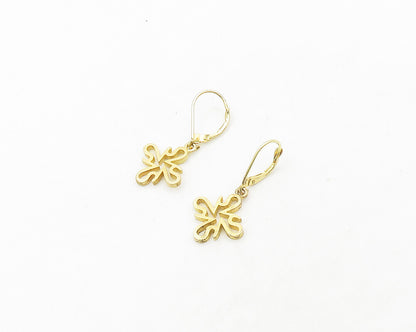 925 Sterling Silver  Vintage Gold Plated Open Design Dangle Earrings  EG9498