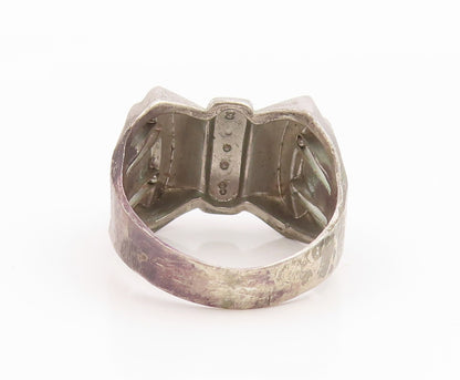 925 Sterling Silver Vintage Ring White Topaz Bow Tie Motif Band  Sz 8  RG35567