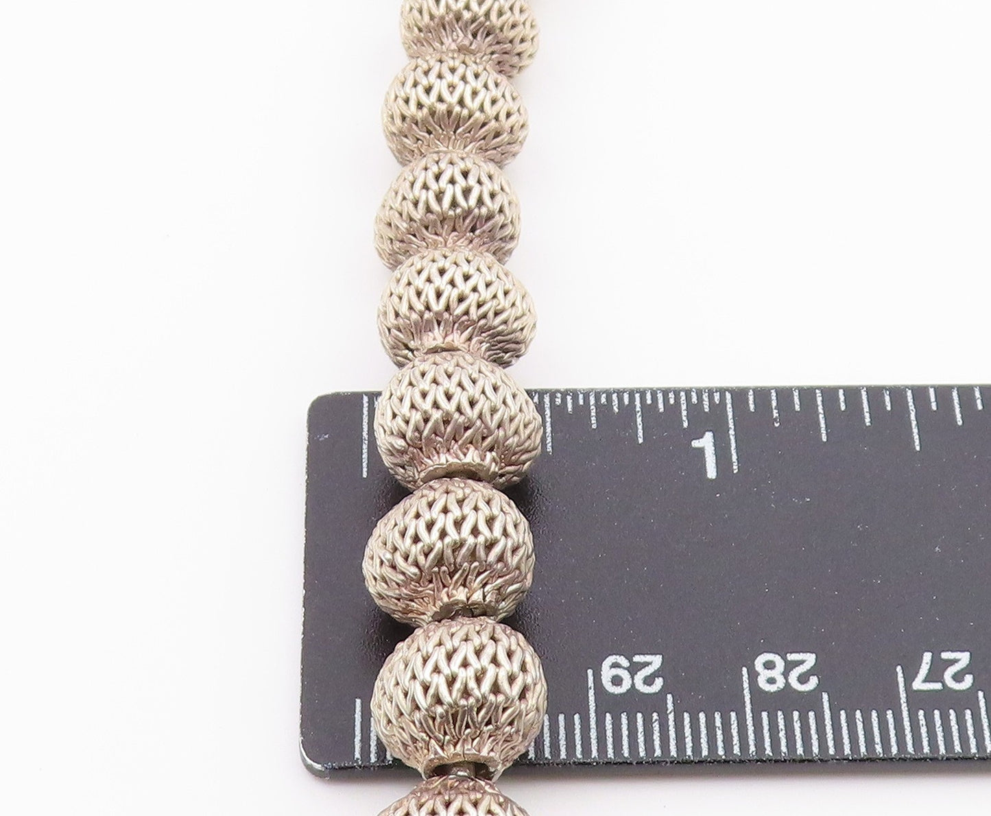 925 Sterling Silver  Vintage Round Wire Mesh Sphere Ball Necklace  NE3938