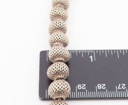 925 Sterling Silver  Vintage Round Wire Mesh Sphere Ball Necklace  NE3938