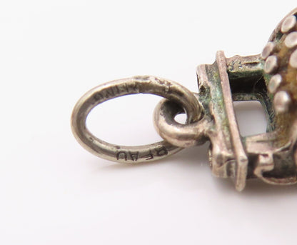 BEAU 925 Silver  Vintage Detailed Antique Cash Register Charm Pendant  PT21719