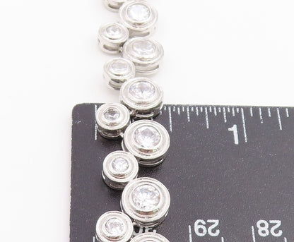 925 Sterling Silver Vintage Necklace Modern CZ Cascading Bubble Choker  NE4900
