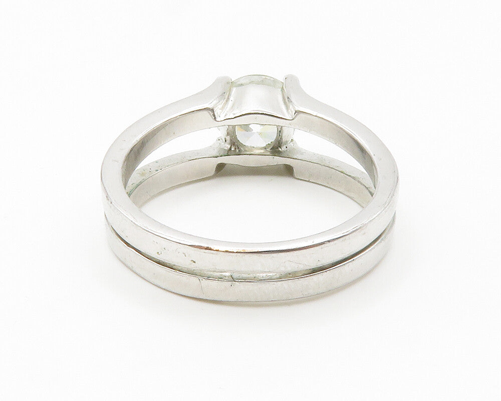 925 Sterling Silver  Sparkling Cubic Zirconia Split Band Ring Sz 10  RG14942