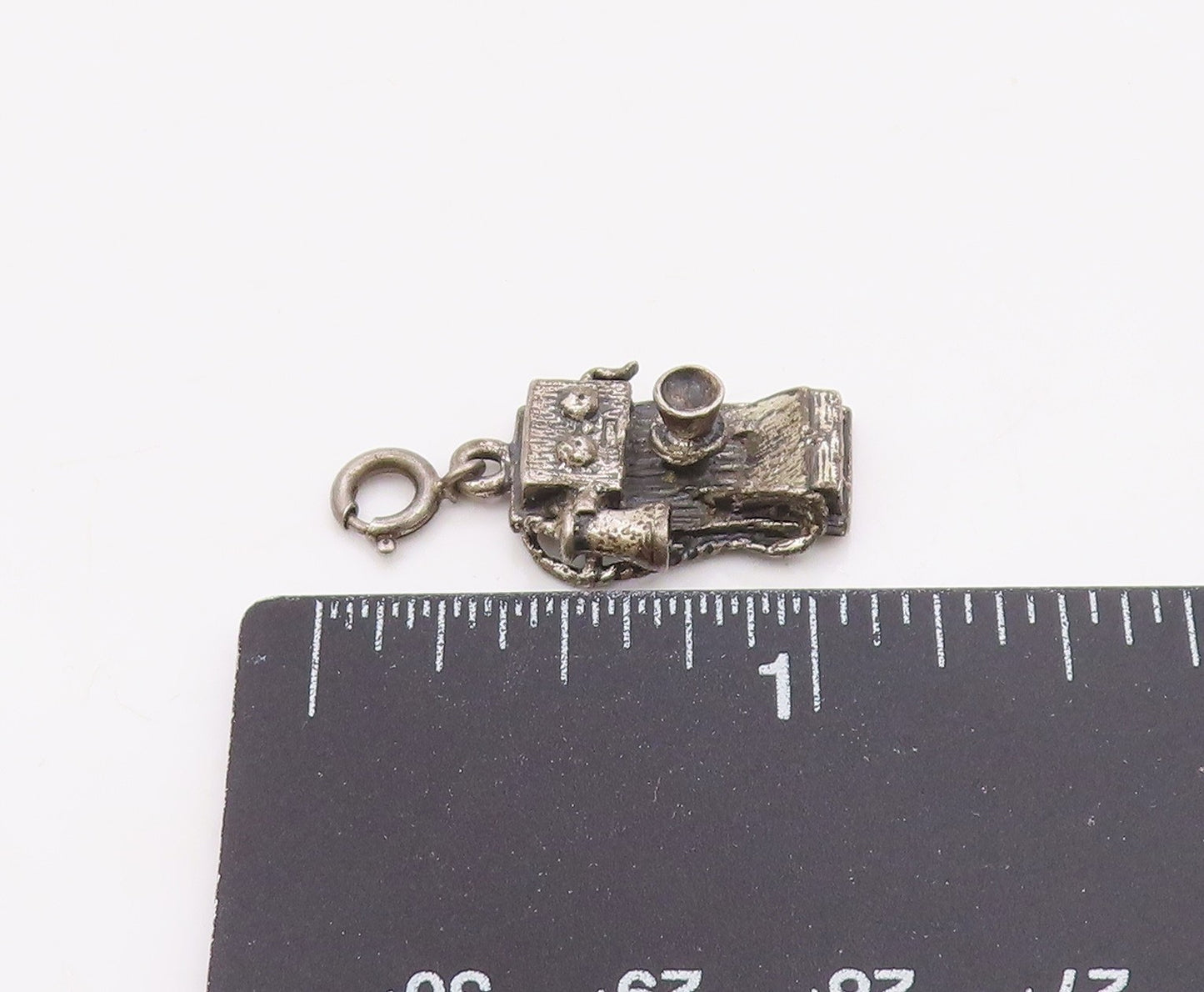 925 Sterling Silver  Vintage Antique Crank Phone Motif Pendant  PT21121