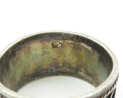 925 Sterling Silver  Vintage Oxidized Swirl Twist Band Ring Sz 7.5  RG11262