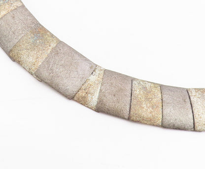925 Sterling Silver Vintage Necklace Classic Geometric Panel Link Choker  NE4882