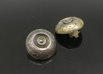 925 Sterling Silver  Vintage Round Hollow Dome Non Pierce Earrings  EG11400