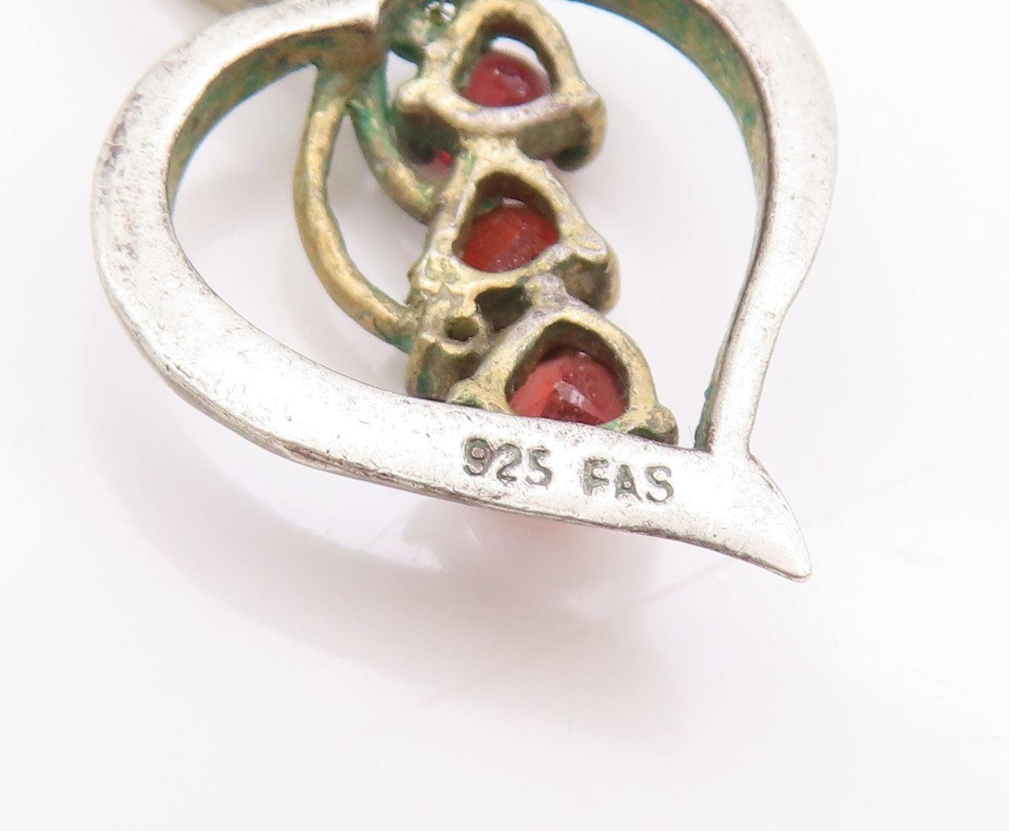 925 Sterling Silver Vintage Pendant Round Cut Designer Love Heart  PT24150