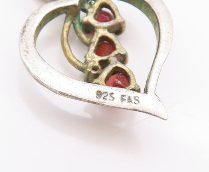 925 Sterling Silver Vintage Pendant Round Cut Designer Love Heart  PT24150
