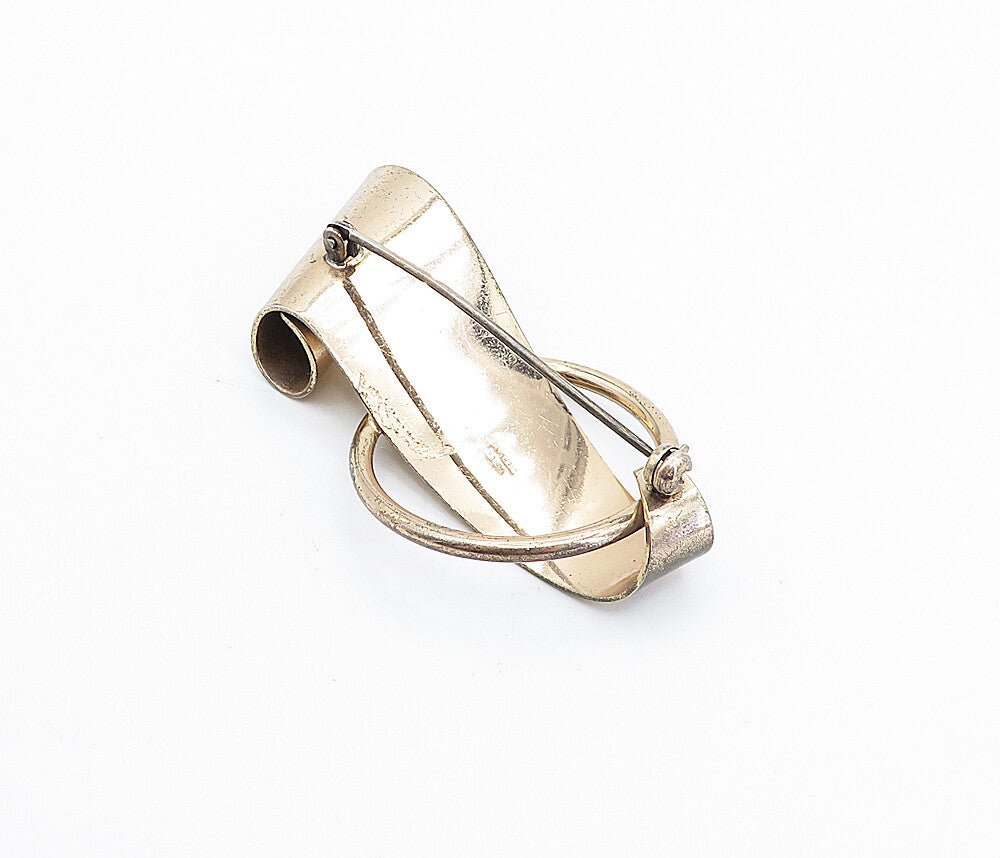 NAPIER 925 Sterling Silver  Vintage Shiny Modernist Design Brooch Pin  BP1387