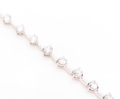 925 Sterling Silver Vintage Bracelet Minimalist Round CZ Band  BT11011