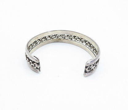 MEXICO 925 Sterling Silver  Vintage Dark Tone Twist Cuff Bracelet  BT2930