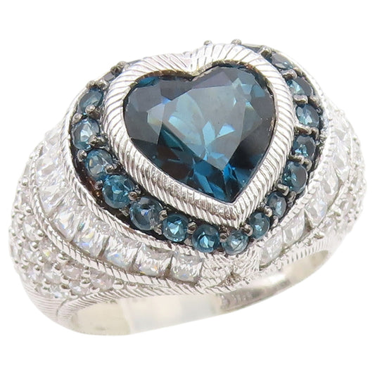 925 Sterling Silver Vintage Ring JUDITH RIPKA Topaz Love Heart  Sz 8  RG36865
