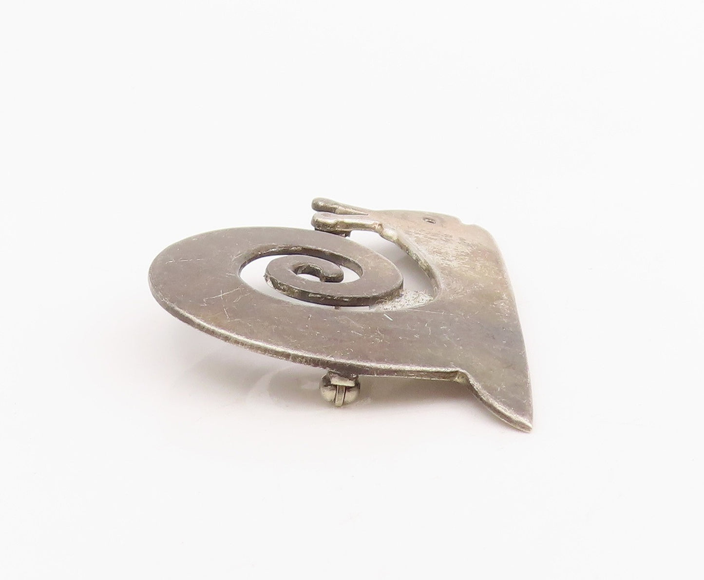 925 Sterling Silver Vintage Brooch MEXICO Abstract Snail Design Pin   BP12082