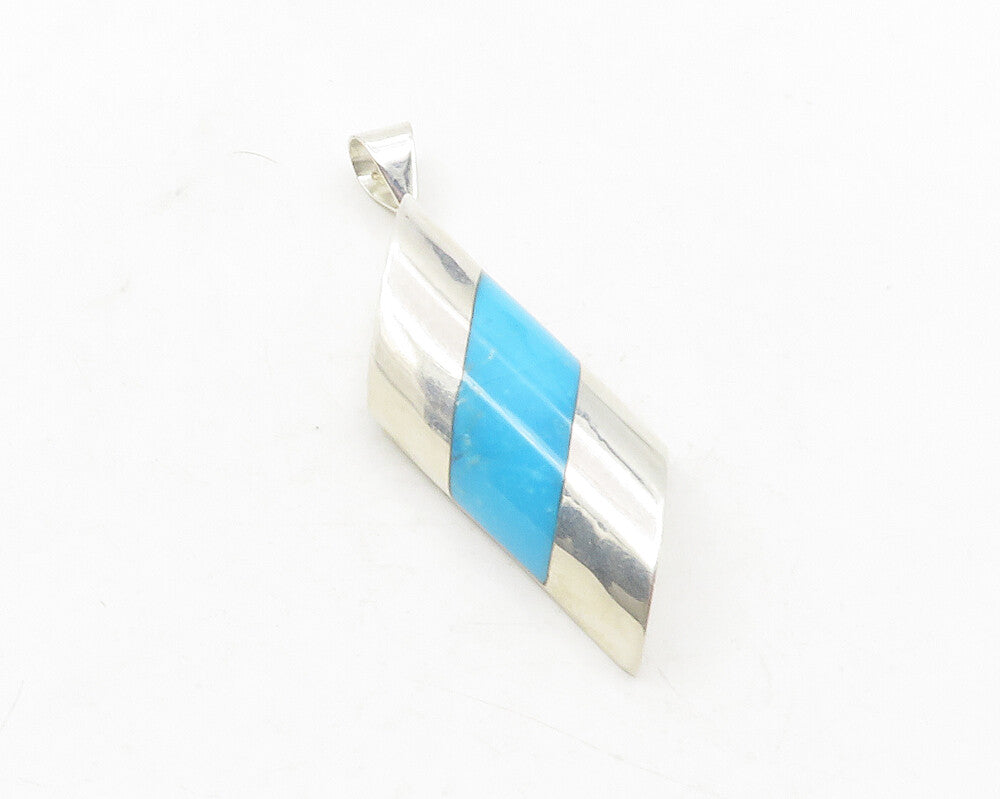 DTR JAY KING 925 Silver  Vintage Inlaid Turquoise Dome Drop Pendant  PT9608