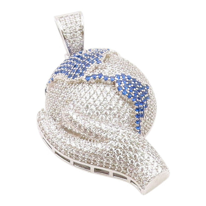 925 Silver  Vintage Cubic Zirconia & Topaz World In Hand Pendant  PT18980