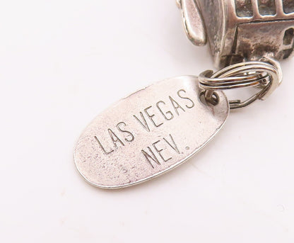 925 Sterling Silver  Vintage Slot Machine Gambling Motif Pendant  PT17829