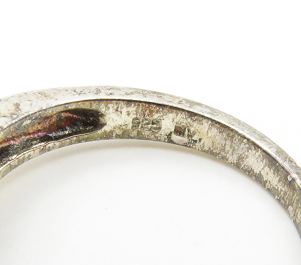 AVON 925 Sterling Silver  Vintage Blue Topaz & Enamel Band Ring Sz 8  RG15542