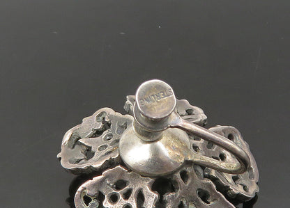 925 Sterling Silver  Vintage Antique Flower Motif Non Pierce Earrings  EG10819