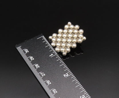 MEXICO 925 Sterling Silver Vintage Beaded Cluster Non Pierced Earrings EG12146