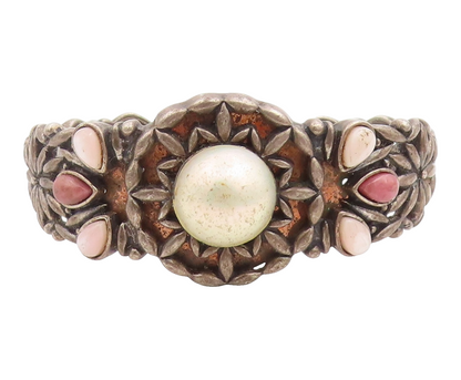 925 Sterling Silver Vintage Bracelet CAROLYN POLLACK Multi Gemstone Cuff BT11968