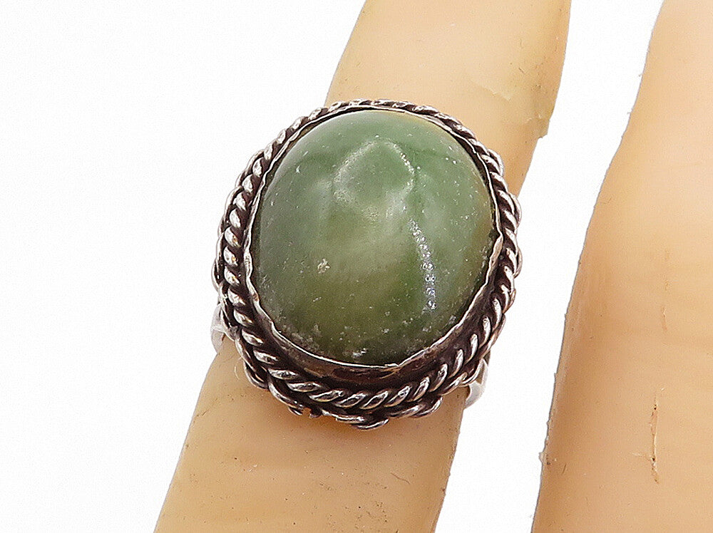 MEXICO 925 Silver  Vintage Cabochon Cut Jasper Twist Cocktail Ring Sz 5 RG6400