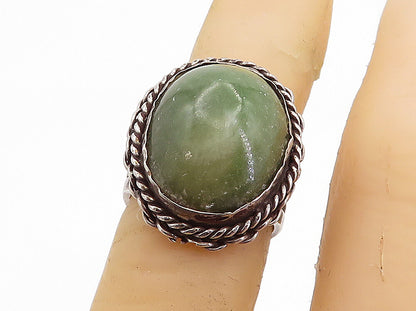 MEXICO 925 Silver  Vintage Cabochon Cut Jasper Twist Cocktail Ring Sz 5 RG6400