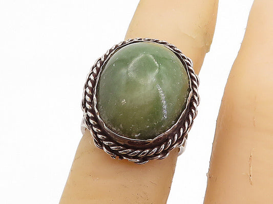 MEXICO 925 Silver  Vintage Cabochon Cut Jasper Twist Cocktail Ring Sz 5 RG6400