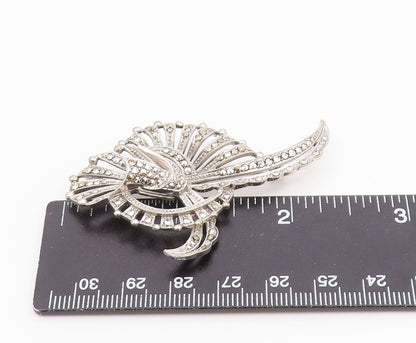 925 Sterling Silver  Vintage Sparkling Swirl Design Brooch Pin  BP5320