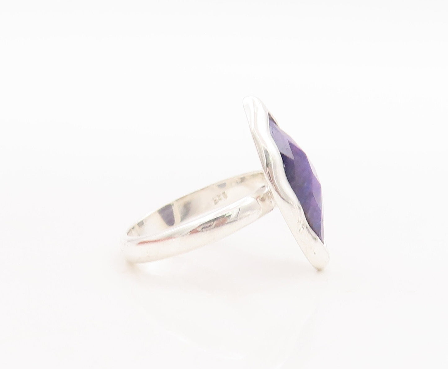 925 Sterling Silver Vintage Ring Marquise Shape Purple Gemstone  Sz 7  RG29414