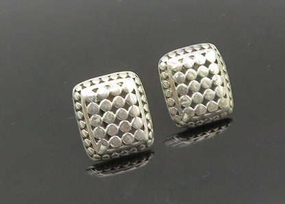 925 Sterling Silver  Vintage Shiny Circle Pattern Square Drop Earrings EG10751