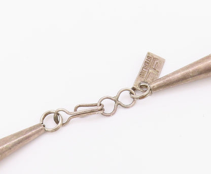 925 Sterling Silver Vintage Necklace FLOYD LANER NAVAJO Etched Bead Chain NE4943