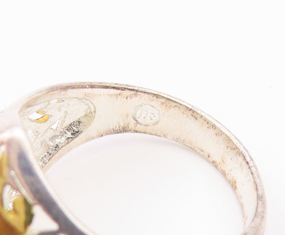 925 Sterling Silver Vintage Ring Two Tone Love Heart Scroll Band  Sz 7  RG36710